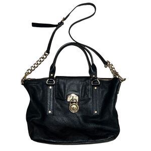 Michael Kors black leather satchel bag